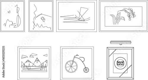 vector sketch illustration silhouette image design artwork painting on museum wall