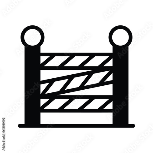 A modern glyph icon of tape barrier