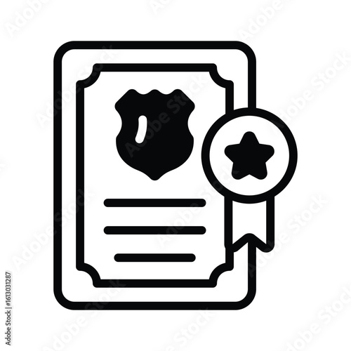 A premium glyph icon of police certificate award