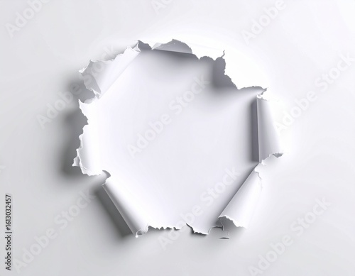 Generated image 破れた紙 白い紙 紙 穴 破れ 破損 紙の破れ 裂け目 デザイン素材 バックグラウンド 背景 クローズアップ 白 ミニマル モノクロ シンプル コピー用スペース コラージュ テクスチャ ビジュアル効果 広告用 破れた背景 ペーパーデザイン 素材 破けた紙 空間演出 紙の質感 白背景 擬似破れ 素材背景 破れ演出 テキストスペース 宣伝素材 白基調 立体感 アート素材
