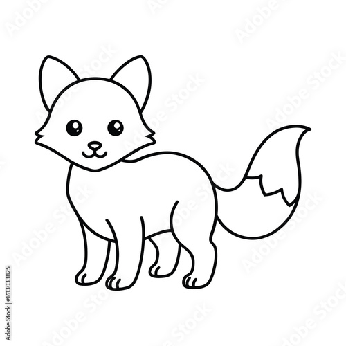  outline illustration cute baby fox cartoon 