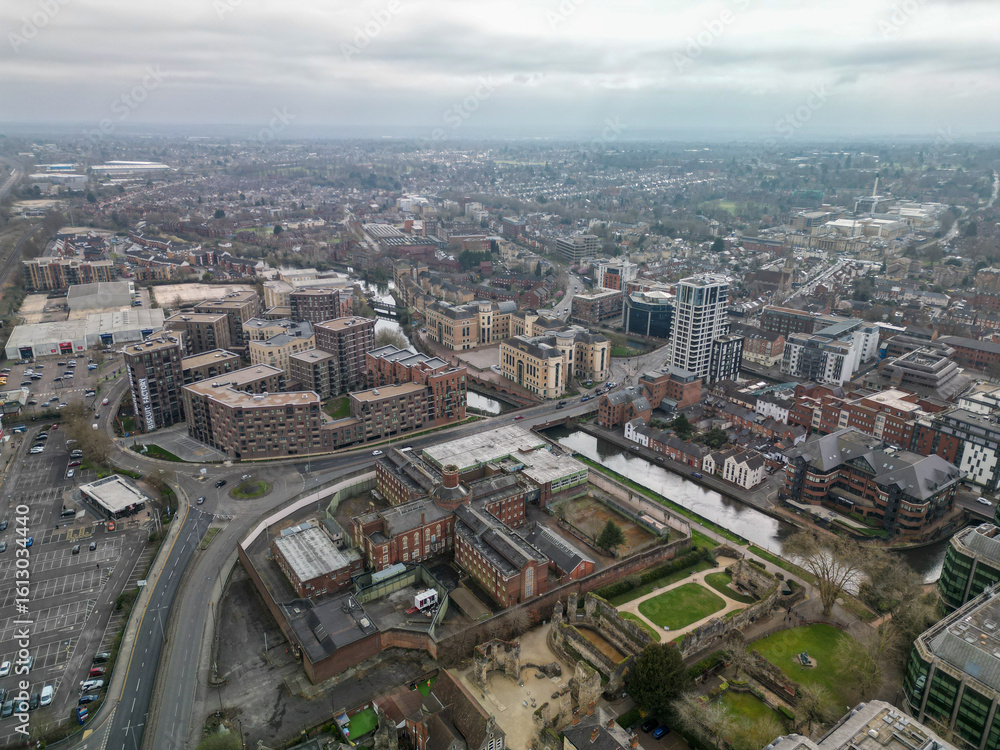 Fototapeta premium Aerial shot over Reading UK