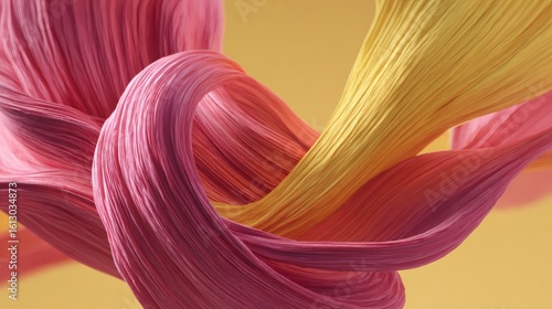 Wallpaper Mural Abstract Woven Strands Pink and Yellow Textured Fibers on Neutral Background Torontodigital.ca
