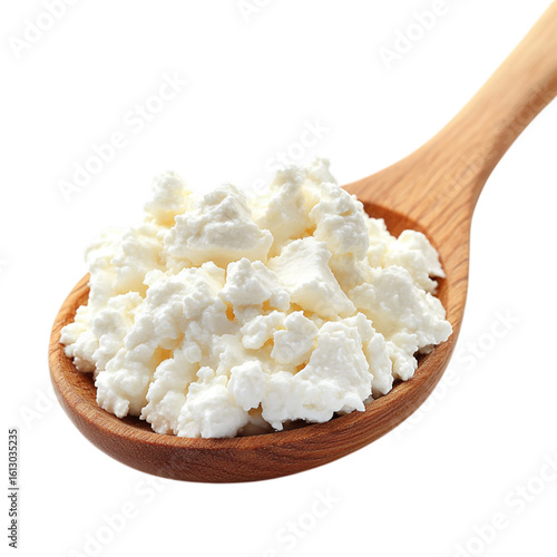 cottage cheese and cream in spoon