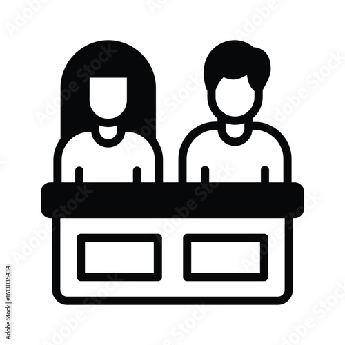 Premium glyph icon of jury members in courtroom