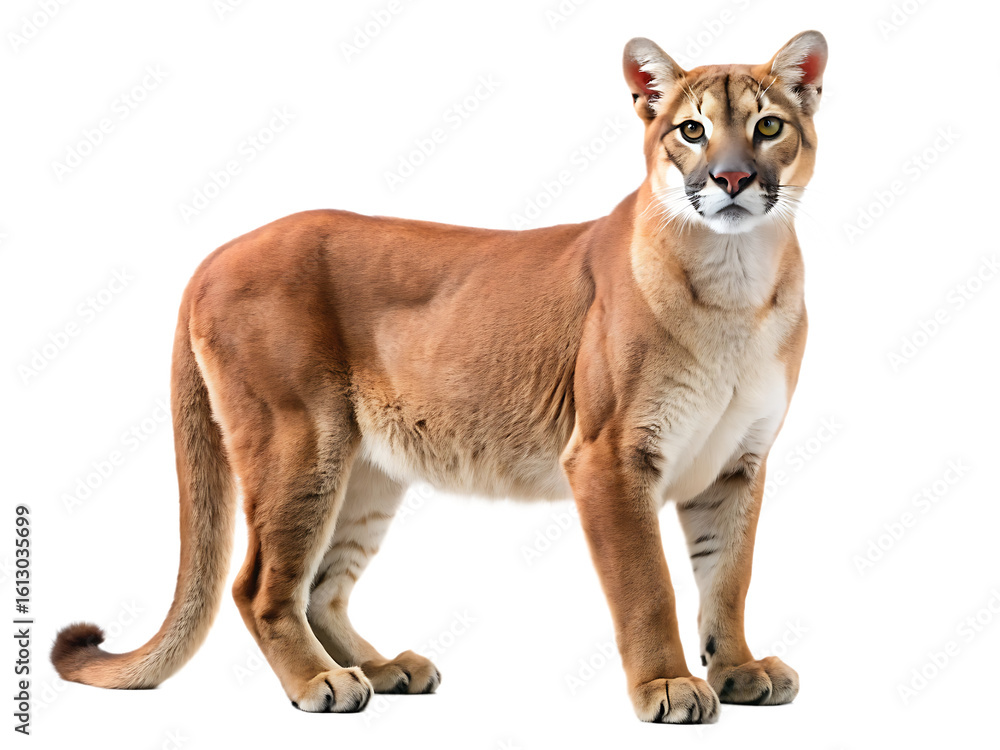 Obraz premium Puma in full body view isolated on white background PNG.AI Generated.