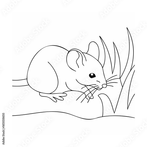 Curious mouse sniffing grass rodent nature
