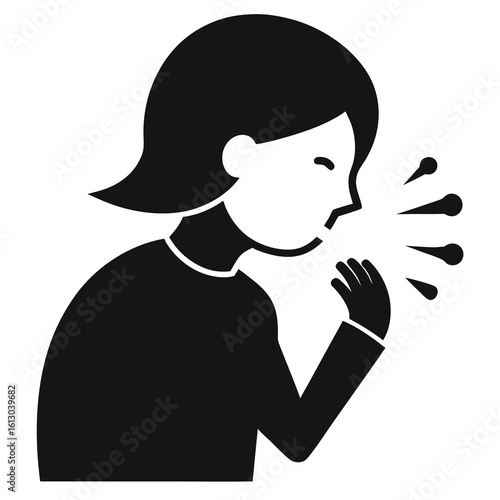 Minimalist Sneezing Vector – Health & Cold Indication Design


