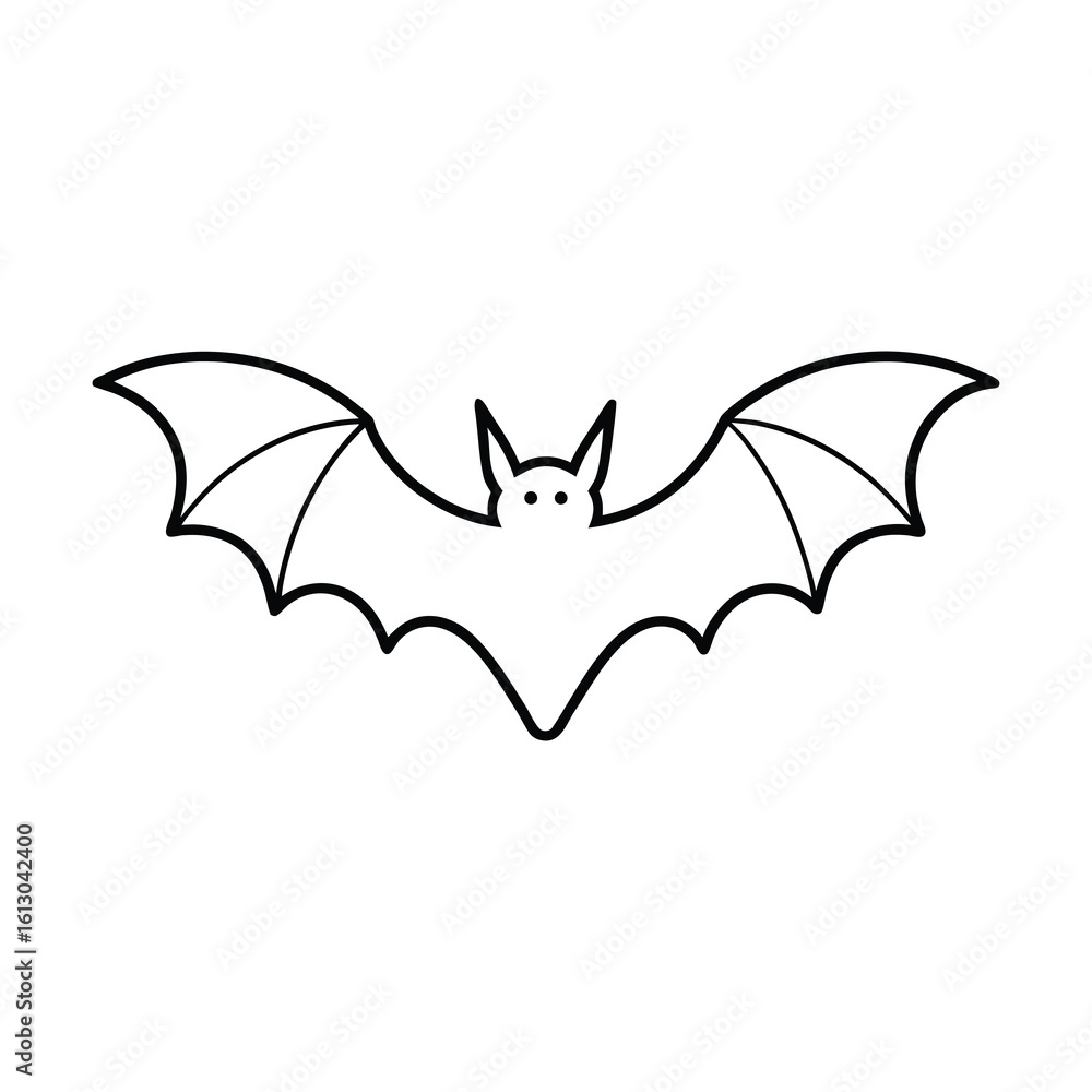 Obraz premium outline illustration flying bat with spread wings