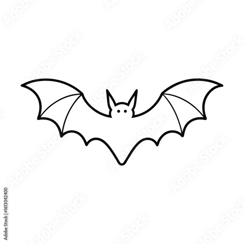 outline illustration flying bat with spread wings