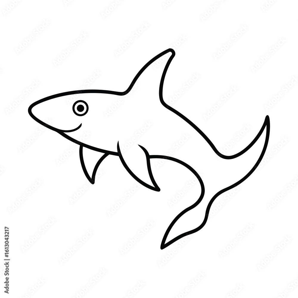 Fototapeta premium outline illustration hammerhead shark cartoon