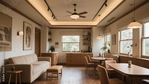 Wallpaper Mural Modern Cozy Living Room with Integrated Dining Area and Kitchenette Torontodigital.ca