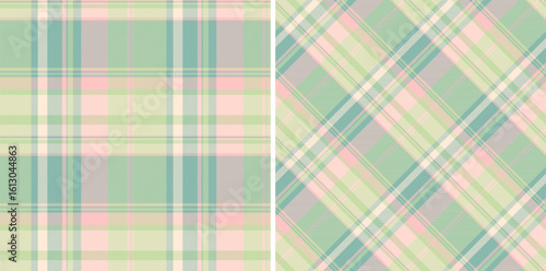Fabric vector background of tartan check textile with a pattern plaid texture seamless. Set in favorite colors for custom geometry in multicolored fashion.