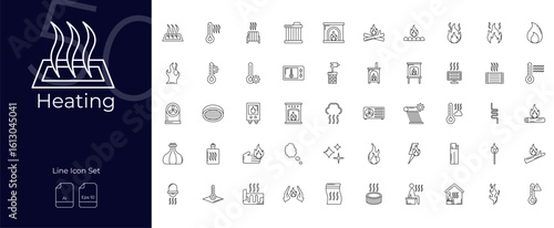 Heating Line Editable Icons set. Vector illustration in modern thin line style of Heating icons: heater, warmth, burning, etc
