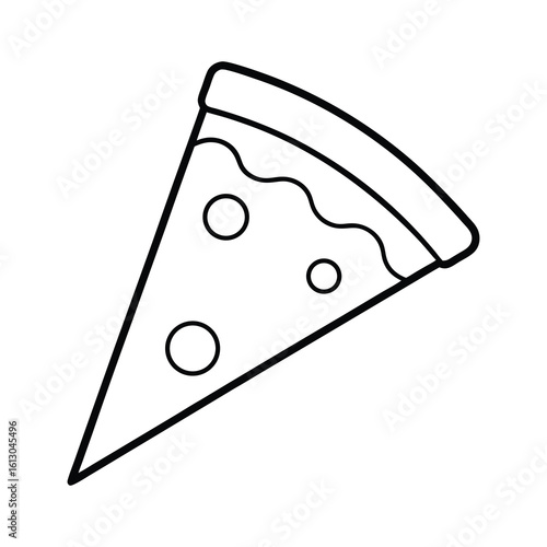 outline illustration slice of pizza cartoon
