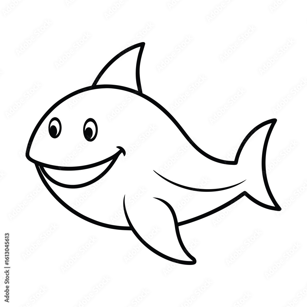 outline illustration smiling shark cartoon outline illustration smiling shark cartoon