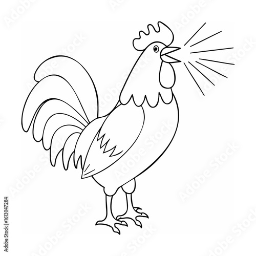 Roosting rooster crowing loudly bird farm animal