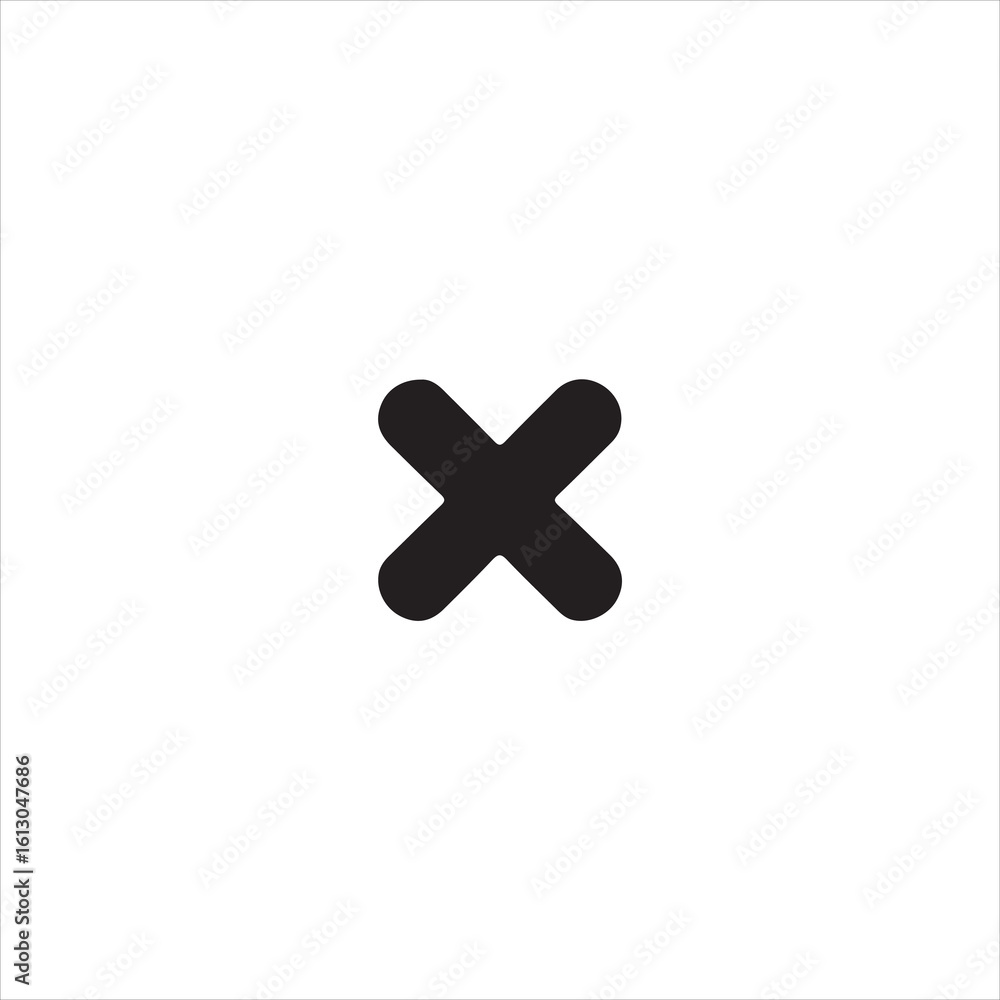 Obraz premium Black X mark symbol on a white background cross sign