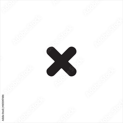 Black X mark symbol on a white background cross sign