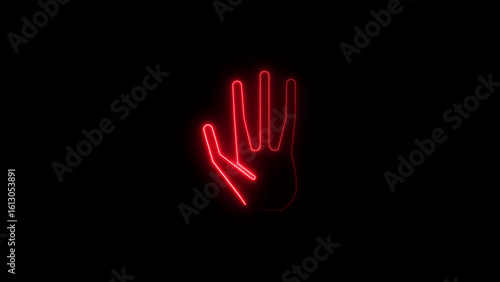 Tableau sur toile Illuminated red vulcan salute hand gesture silhouette on black background for fu