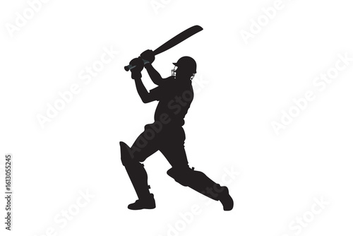 Silhouette of a Cricket Batsman in Action ready to hit the ball isolated on white background depicting the sport s energy and skill vector illustration
