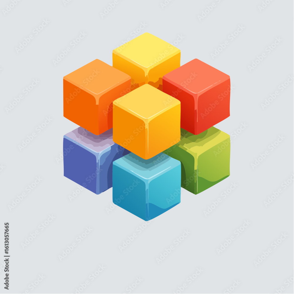 Fototapeta premium layered cubes and shadows, deep perspective, soft glow