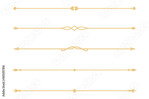 Set of Vintage decorative golden lines. text dividers. Gold line border. Lines separators, Borders, Vintage dividers, Underline elements. Vector illustration
