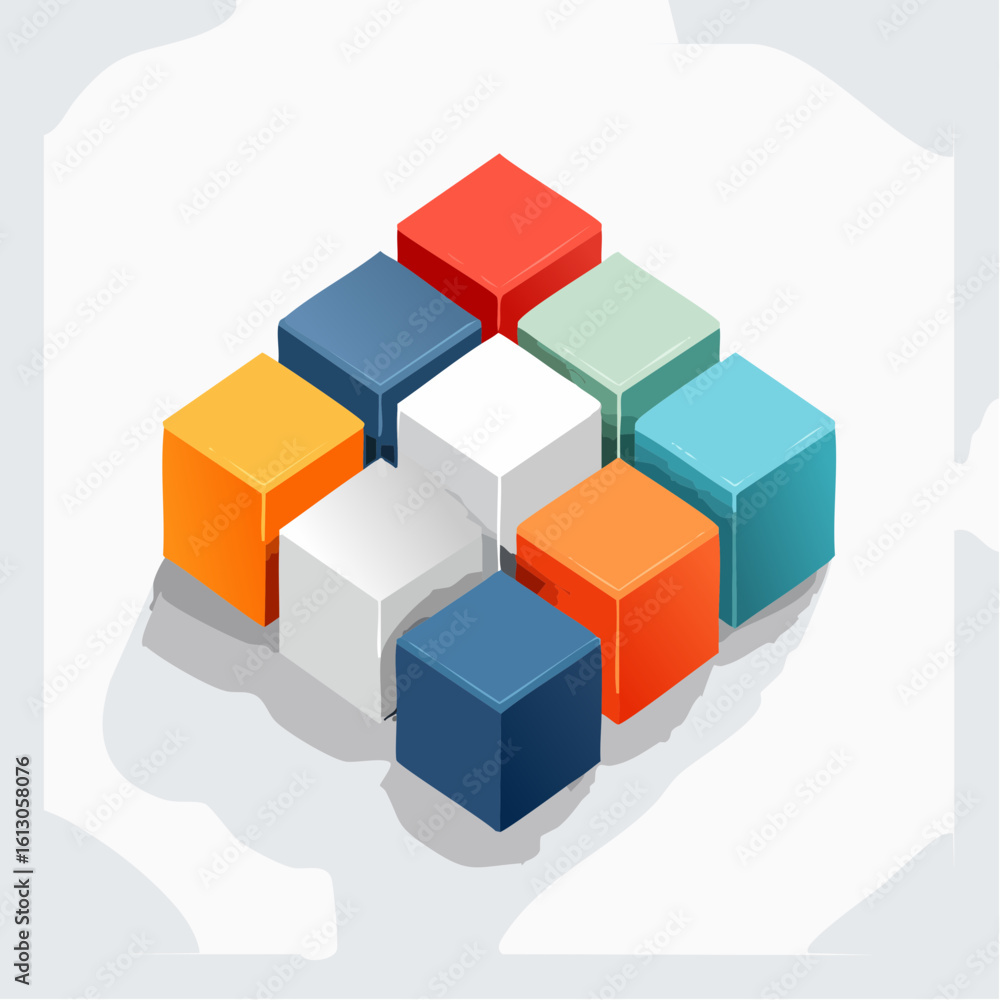 Obraz premium layered cubes and shadows, deep perspective, soft glow