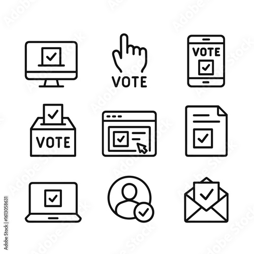 Citizen choice and survey decision icons collection. Outline symbols. Line design