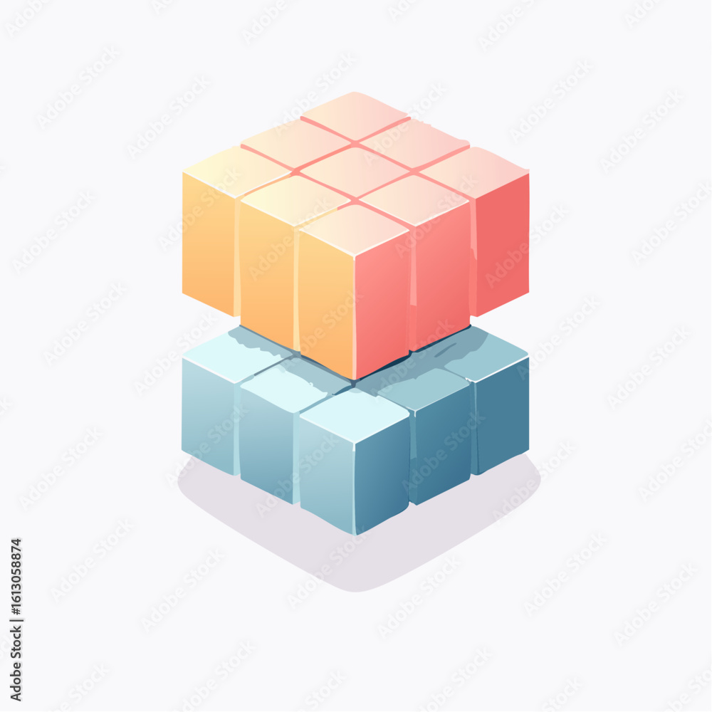 Obraz premium layered cubes and shadows, deep perspective, soft glow