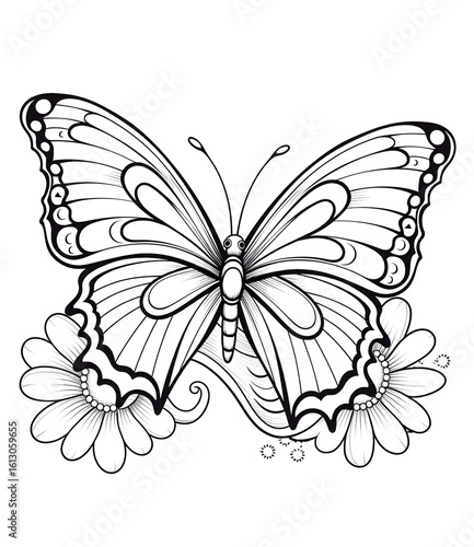 Wallpaper Mural Flying butterfly in flower coloring page Torontodigital.ca