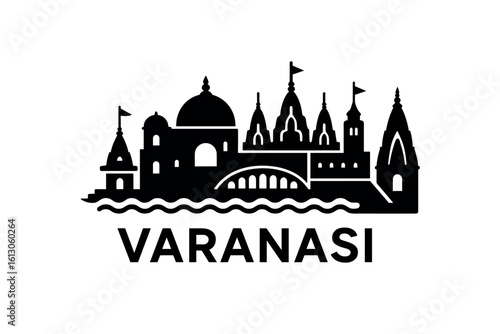 Varanasi city skyline with iconic buildings and landmarks