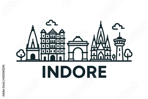 Indore city skyline with iconic buildings and landmarks