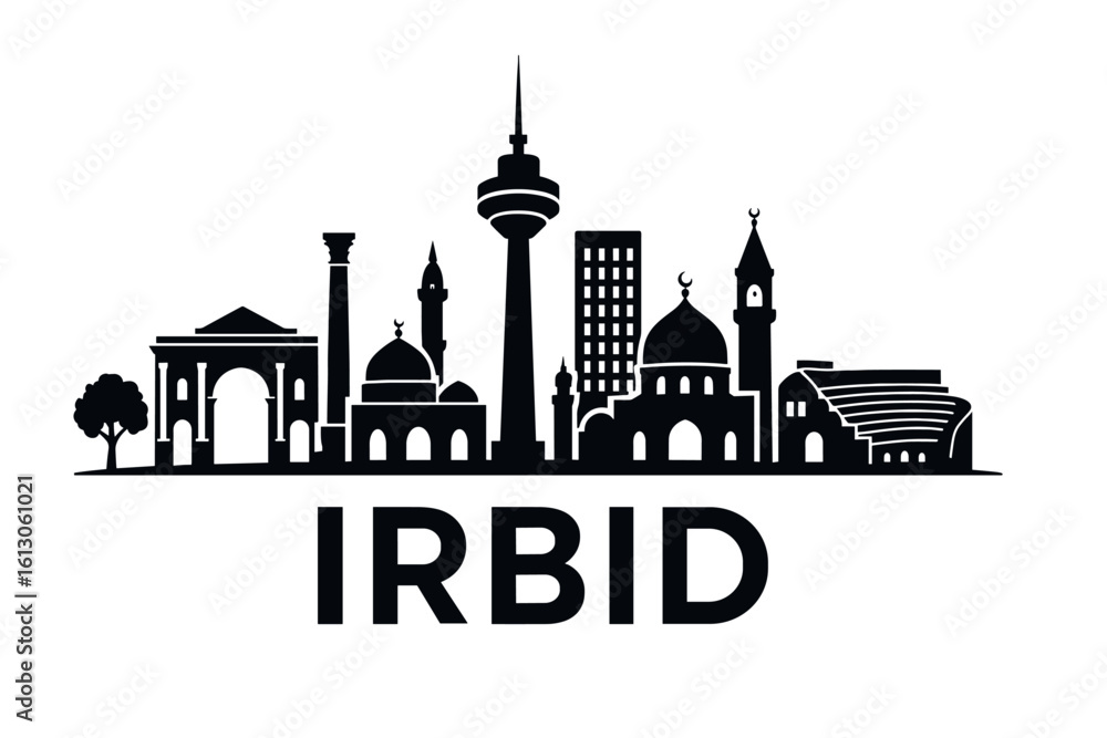 Fototapeta premium Irbid city skyline with iconic buildings and landmarks