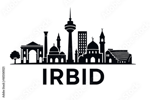 Irbid city skyline with iconic buildings and landmarks