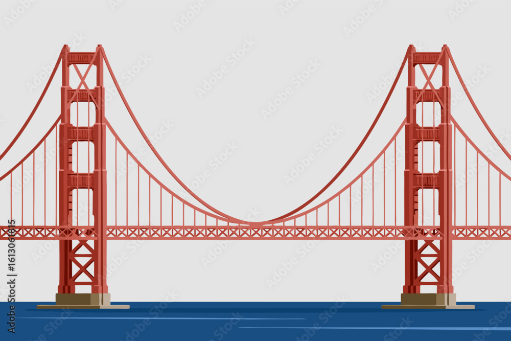 Fototapeta premium Golden Gate Bridge in San Francisco is a classic California landmark with majestic presence, suitable for travel brochures and posters.