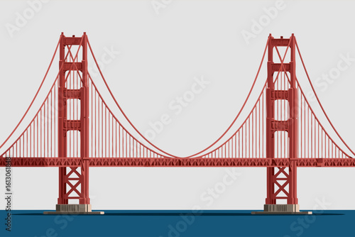 Golden Gate Bridge in San Francisco is a classic California landmark with majestic presence, suitable for travel brochures and posters.