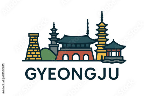 Gyeongju city skyline with iconic buildings and landmarks