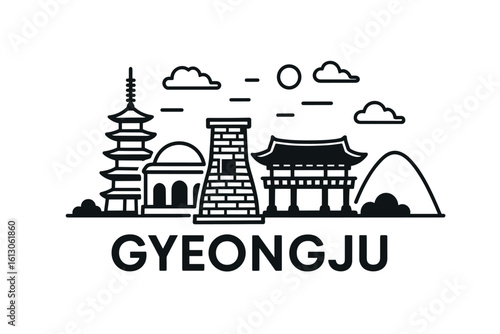 Gyeongju city skyline with iconic buildings and landmarks
