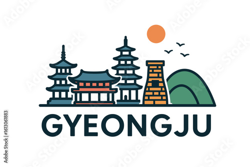 Gyeongju city skyline with iconic buildings and landmarks