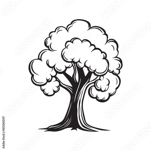 Cartoon-style vector illustrations of trees in various shapes and colors. Perfect for children’s books, educational materials, games, and nature-themed projects
