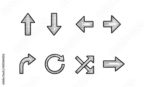 Free Download Hand drawn arrow set with retro style for directional design needs - GFXLoad