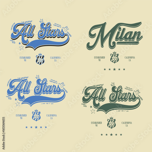 Retro college varsity design pack