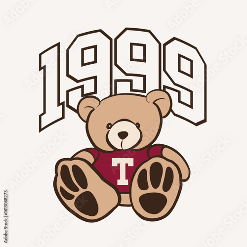 Cute teddy bear with numbers vector design