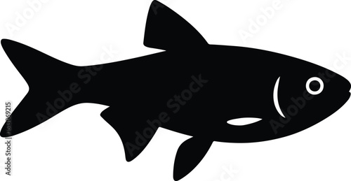 Silhouette Tetra fish illustration in black and white vector illustrator