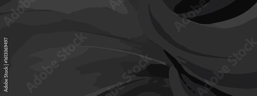 Dark Abstract Curved Vector Texture – Layered Black Wave Design with Moody Flow and Modern Depth for Creative Digital Projects. High-Resolution Dark Swirl Background. Abstract Curved Lines in Charcoal