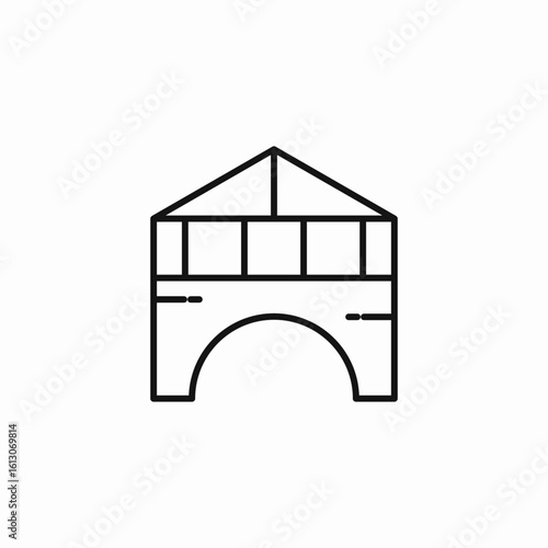 arched bridge structure icon sign vector