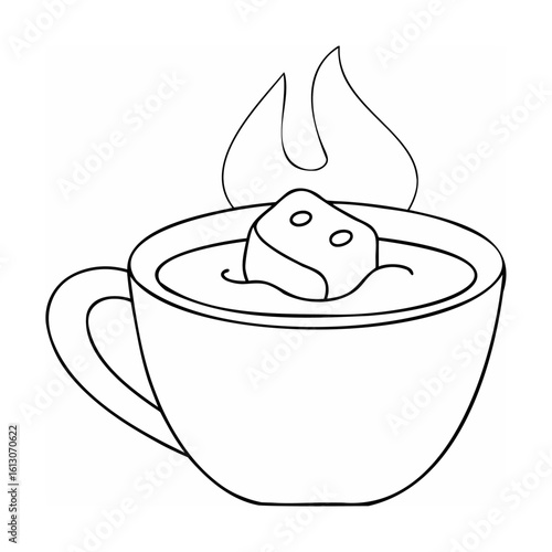 Steaming hot beverage with marshmallow hot drink
