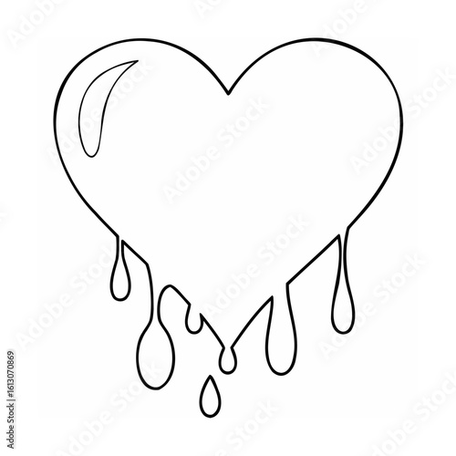 Dripping heart shape with glossy highlight melting