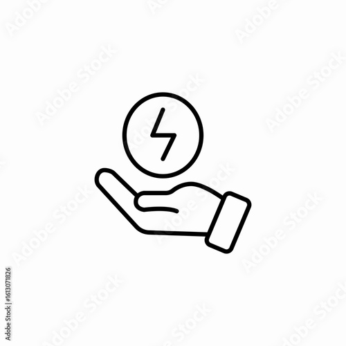 hand holding electricity icon sign vector